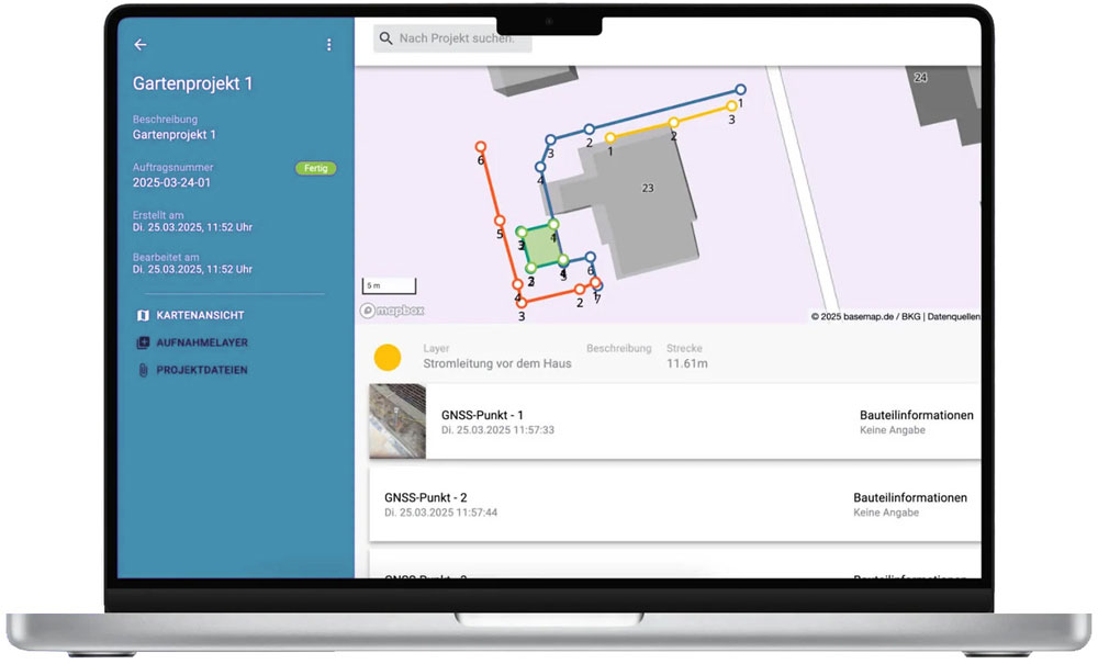 Laptop zeigt Gartenprojekt Software